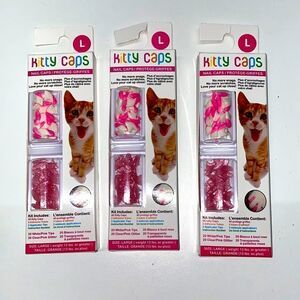 😻KITTY CAPS NAIL CAPS white/pink tips &Clear pink glitter 120COUNT NEW